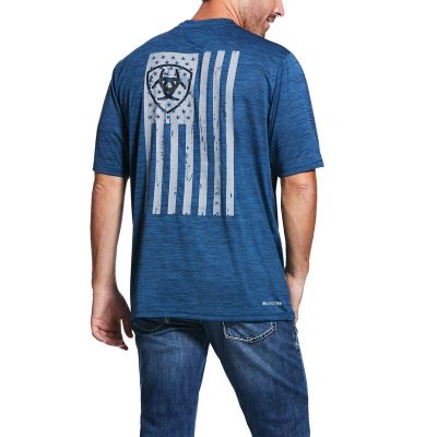 Ariat Western: Charger Vertical Flag Camisetas Hombre - Azules (LGMXS4573)